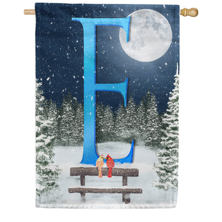 America Forever Winter Moon Monogram House Flag