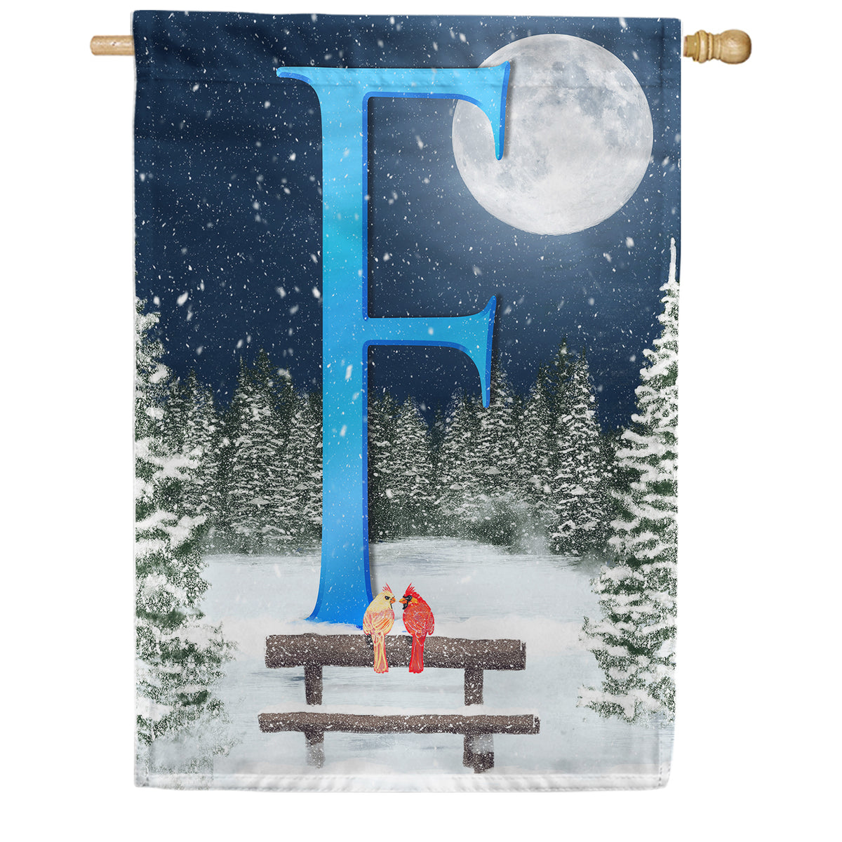 America Forever Winter Moon Monogram House Flag