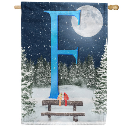 America Forever Winter Moon Monogram House Flag