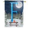 Winter Moon Monogram House Flag