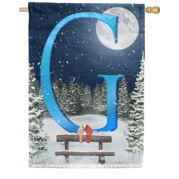 America Forever Winter Moon Monogram House Flag