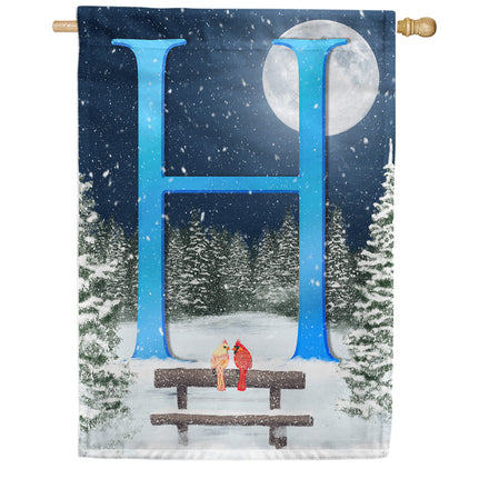America Forever Winter Moon Monogram House Flag