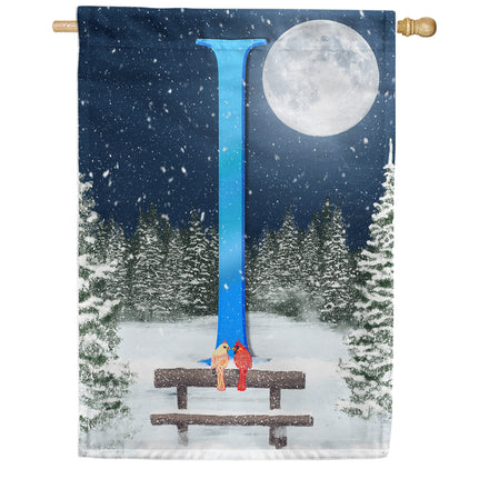 Winter Moon Monogram House Flag
