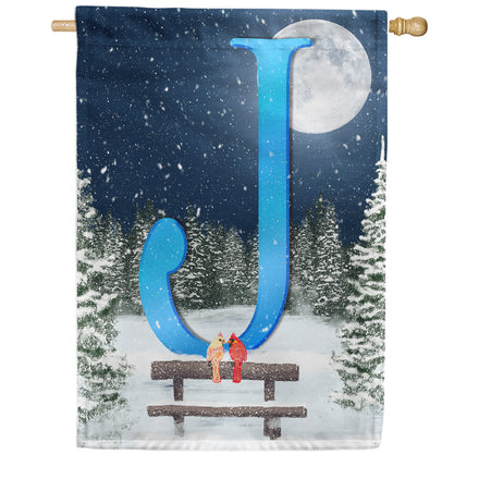 America Forever Winter Moon Monogram House Flag