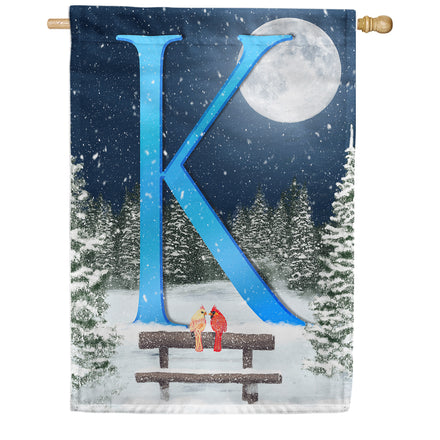 America Forever Winter Moon Monogram House Flag