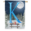 Winter Moon Monogram House Flag
