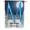 America Forever Winter Moon Monogram House Flag