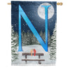 America Forever Winter Moon Monogram House Flag