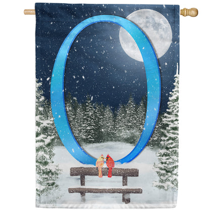 America Forever Winter Moon Monogram House Flag