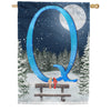 America Forever Winter Moon Monogram House Flag