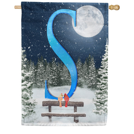 America Forever Winter Moon Monogram House Flag