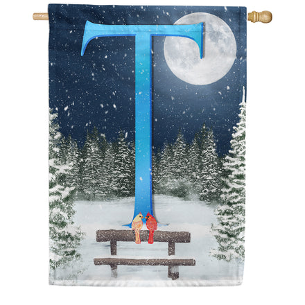 America Forever Winter Moon Monogram House Flag