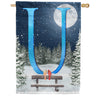 America Forever Winter Moon Monogram House Flag