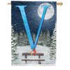 America Forever Winter Moon Monogram House Flag