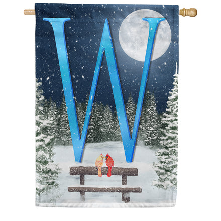 America Forever Winter Moon Monogram House Flag