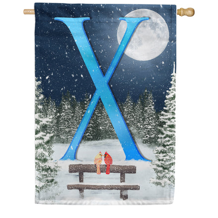 America Forever Winter Moon Monogram House Flag