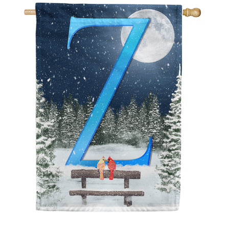 America Forever Winter Moon Monogram House Flag
