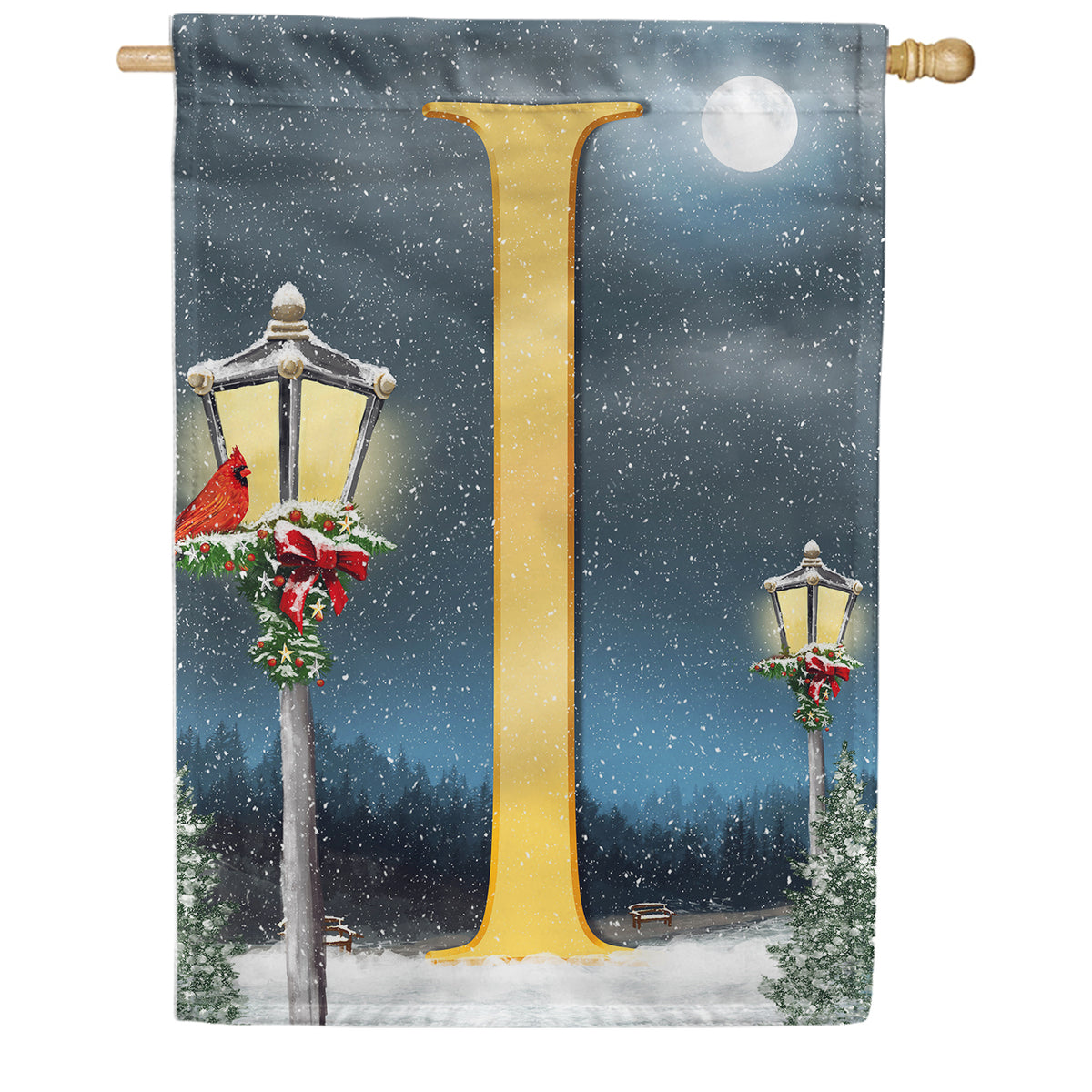 America Forever Winter Lamp Warmth Monogram House Flag