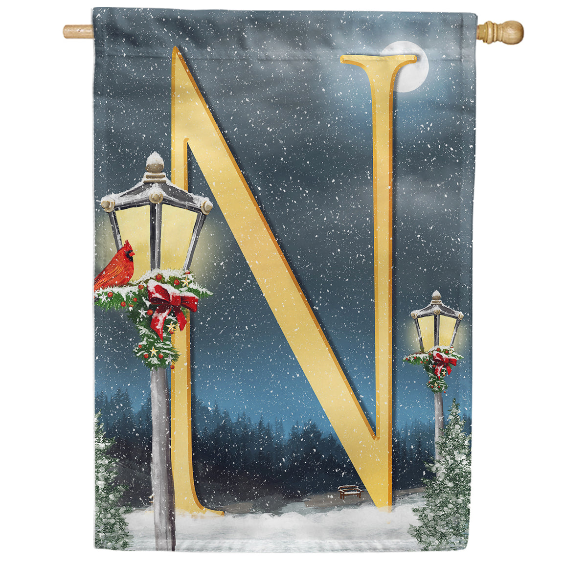 America Forever Winter Lamp Warmth Monogram House Flag