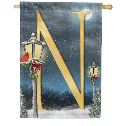America Forever Winter Lamp Warmth Monogram House Flag