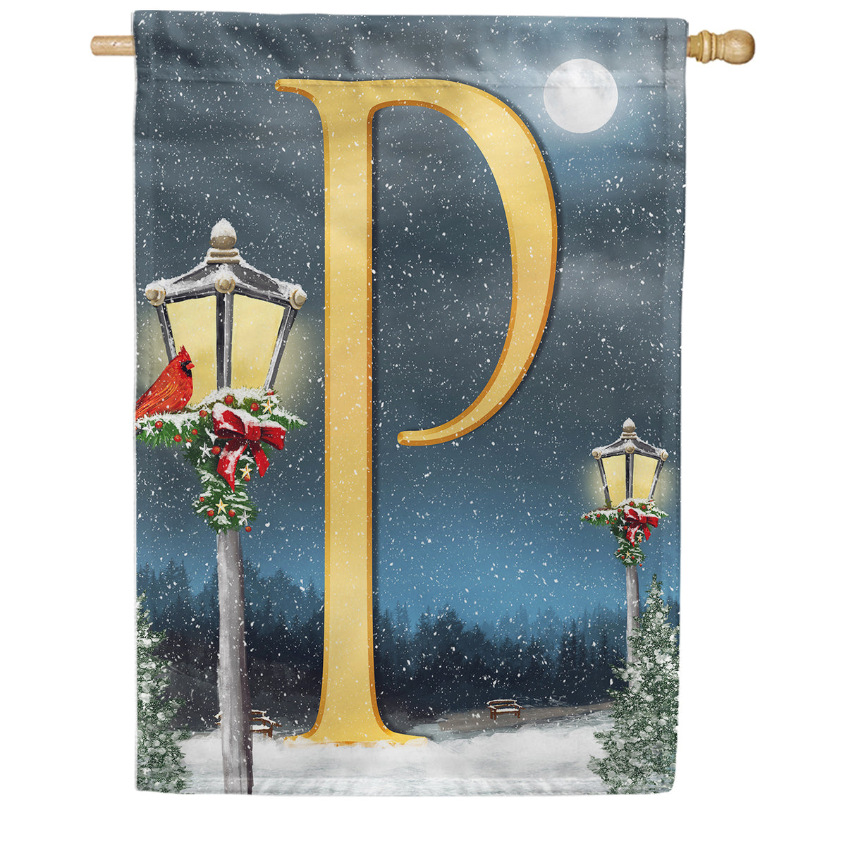 America Forever Winter Lamp Warmth Monogram House Flag