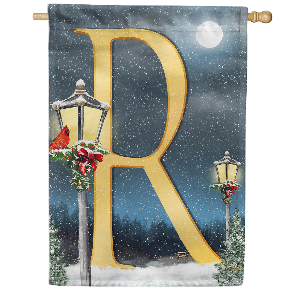 America Forever Winter Lamp Warmth Monogram House Flag