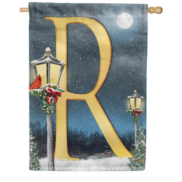 America Forever Winter Lamp Warmth Monogram House Flag