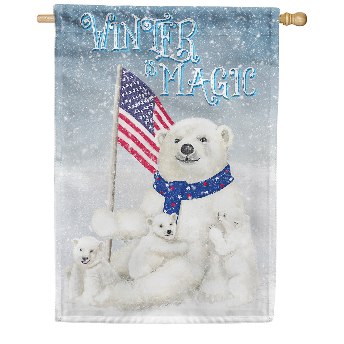 America Forever Polar Bear Snow Family House Flag