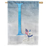 America Forever Polar Bear Snow Family Monogram House Flag