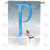 America Forever Polar Bear Snow Family Monogram House Flag