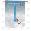 America Forever Polar Bear Snow Family Monogram House Flag