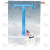 America Forever Polar Bear Snow Family Monogram House Flag