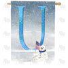 America Forever Polar Bear Snow Family Monogram House Flag