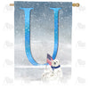 America Forever Polar Bear Snow Family Monogram House Flag