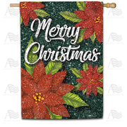 America Forever Snowy Poinsettias House Flag