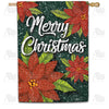 America Forever Snowy Poinsettias House Flag