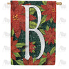 America Forever Snowy Poinsettias Monogram House Flag