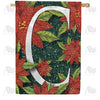 America Forever Snowy Poinsettias Monogram House Flag