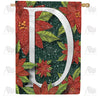America Forever Snowy Poinsettias Monogram House Flag