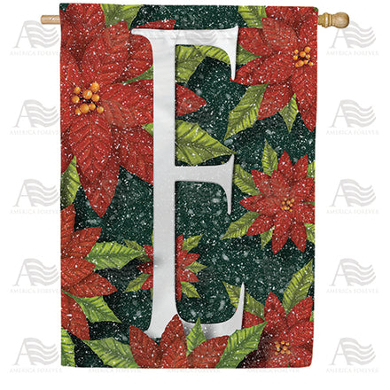 America Forever Snowy Poinsettias Monogram House Flag