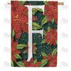 America Forever Snowy Poinsettias Monogram House Flag