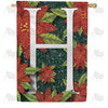 America Forever Snowy Poinsettias Monogram House Flag