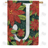 America Forever Snowy Poinsettias Monogram House Flag