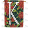 America Forever Snowy Poinsettias Monogram House Flag
