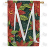 America Forever Snowy Poinsettias Monogram House Flag