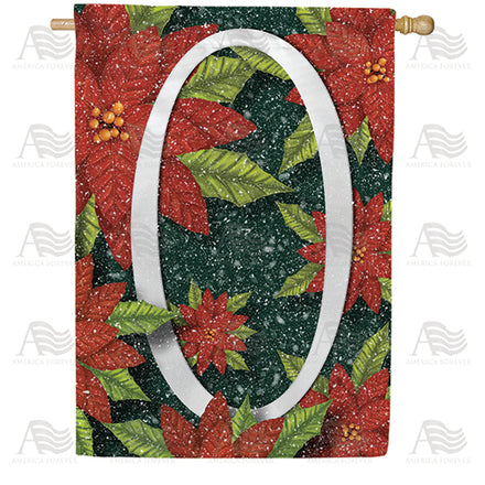America Forever Snowy Poinsettias Monogram House Flag