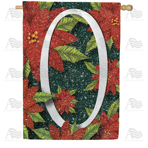 America Forever Snowy Poinsettias Monogram House Flag
