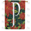 America Forever Snowy Poinsettias Monogram House Flag