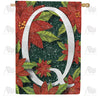 America Forever Snowy Poinsettias Monogram House Flag