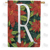 America Forever Snowy Poinsettias Monogram House Flag